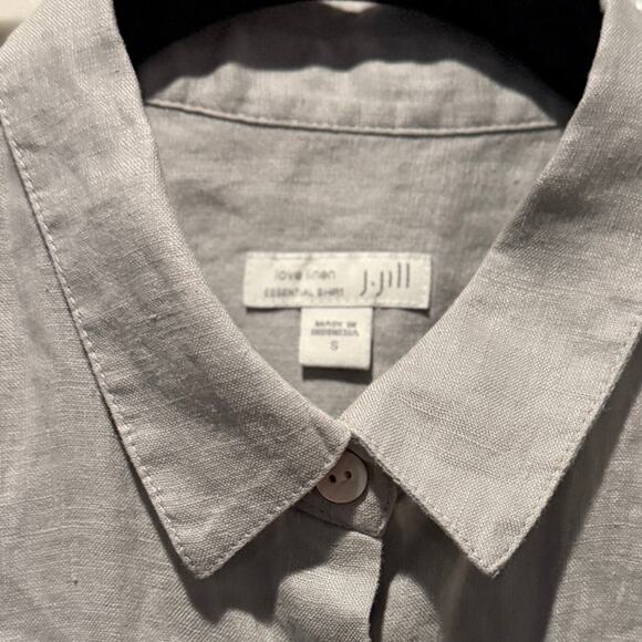 J. JILL Lot of 2 100% Linen Long Sleeve Button Down Shirts S Chartreuse Gray - Picture 4 of 5
